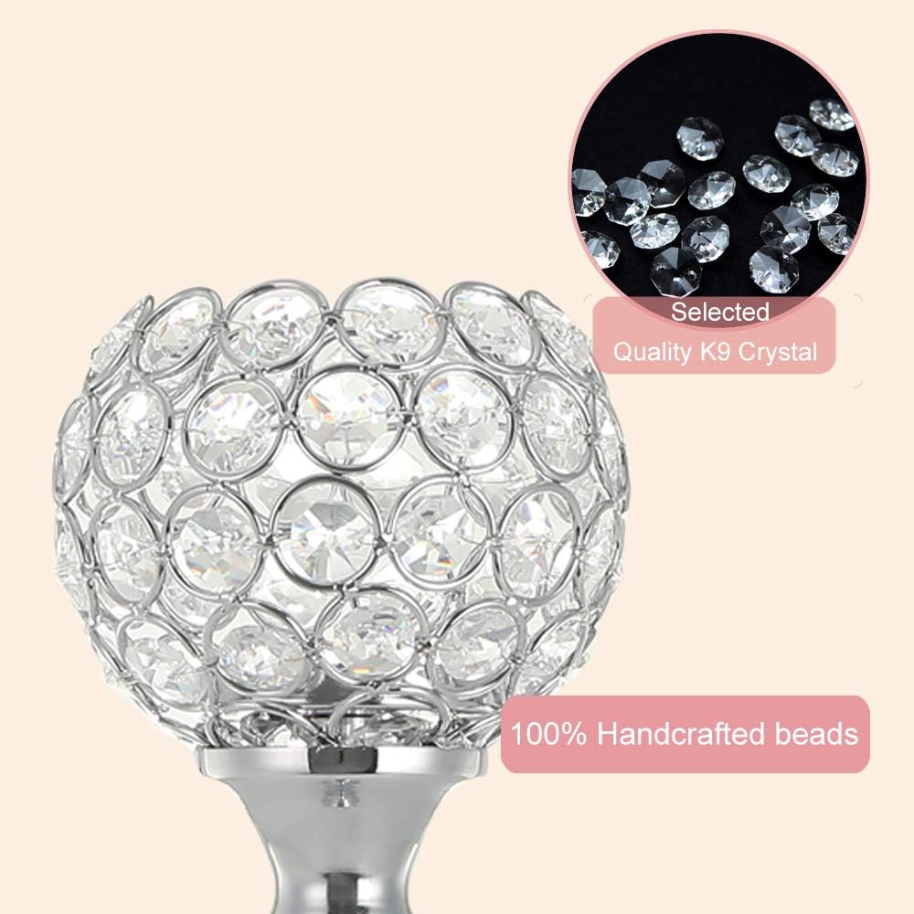VINCIGANT Modern Silver Crystal Candle Holders/Decorative Candle Lanterns for Anniversary Celebration,Dining Room Coffee Table Decorative Centerpiece/Housewarming Gifts,Set of 2: Home & Kitchen