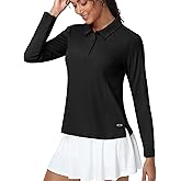MIER Long Sleeve Polo Shirts for Women Quick Dry Collared Golf Tops for Athletic Tennis Work, Inherent UPF 50+ Sun Protection