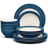 Noritake Colorwave Blue 12-Piece Rim Dinnerware Set, Service for 4