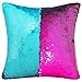 Play Tailor Sequin Pillow Cover Cushion Covers 16x16in Flip Sequins Decorative Throw Pillow Case, Teal Blue and Fushia