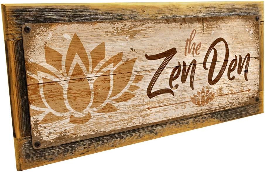 Framed, Outdoor The Zen Den Lotus 6"x16" Metal Sign, Wall Décor for Inspirational