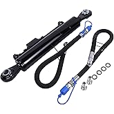 Solarhome New Hydraulic Top Link Cat. 2-2 with Locking Block 22 3/8&rdquo; - 33 1/2 with 2 x Hose, 2-Way Check Valve Hydraulic Cylinder Compatible with Tractors, Excavators