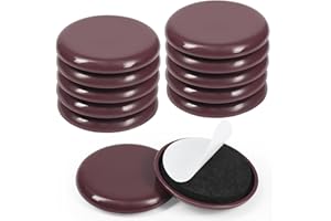 GINOYA 2 inches Stick Furniture Sliders, 12pcs Furniture Glides for Easy Moving on Carpet Hardwood (Coffee)
