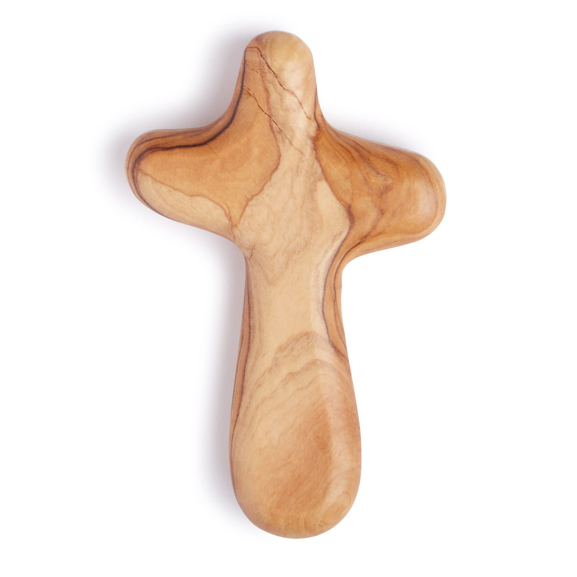 Sustainable Handcrafted 10cm Olive Wood Smooth Comfort Holding Cross