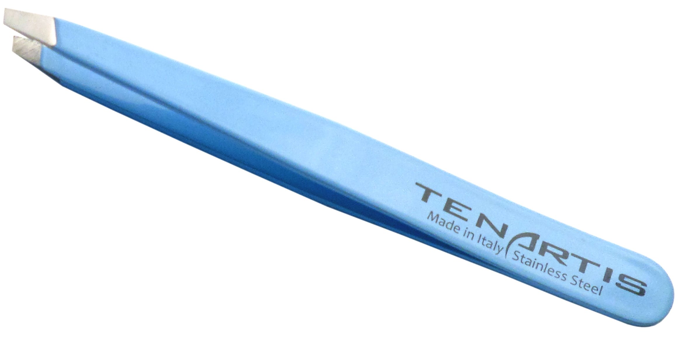 Tenartis 188 Sky Blue Slant Hair Tweezers Stainless Steel - Made in Italy