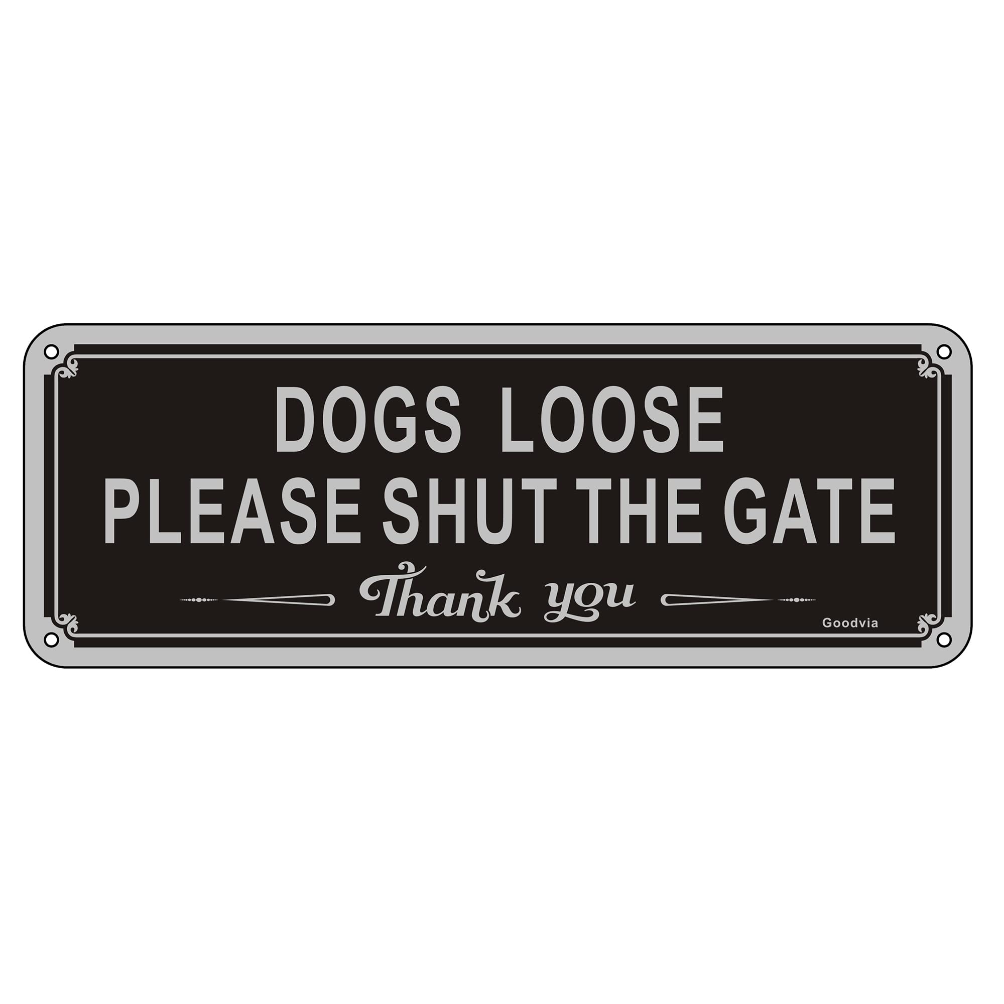 Dogs Loose Sign Dog Signs for Gates Shut The Gate Sign Aluminum 3.5'' x 9.8'' Reflective Dog Warning Signs,Fade Resistant, Waterproof, UV Resistant and Durable 1 Pack