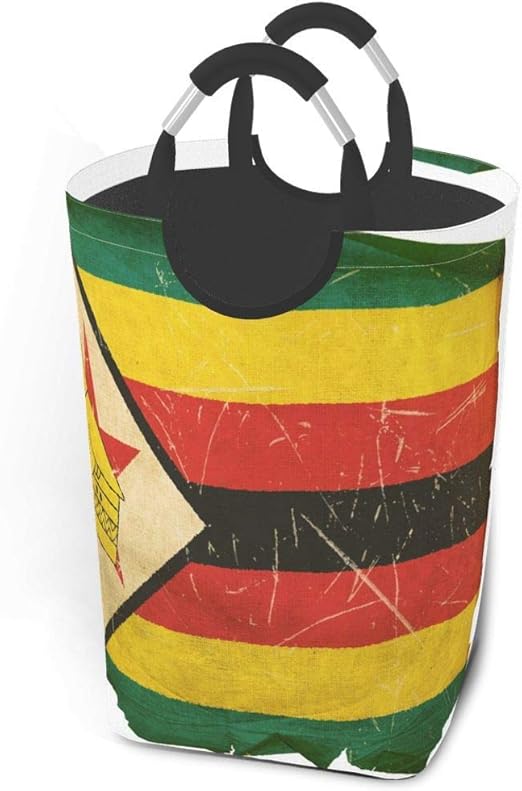 Hdadwy Cesto de la ropa Bandera de Zimbabwe de la vendimia Antiguo Reto