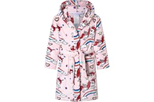 DNggAND Boys Girls Bathrobes,Toddler Boy Girl Robes,Children's Plush Soft Coral Fleece Hooded Pajamas Sleepwear for Kids