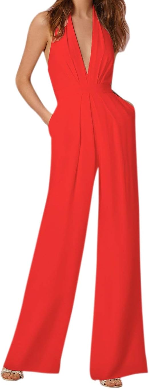 Jumpsuit Ladies Long Comfortable VNeck Fashion Summer Sleeveless