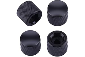 Metallor Guitar Knobs Volume Tone Control Knob Knurled Metal Dome Style 18mm Diameter 6mm Solid Shaft Knobs for Strat or Tele Style Electric Guitar or Bass Guitar Parts Replacement 4Pcs Black.