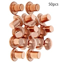 Aicosineg 50pcs 0.24" Length Copper Solid Rivets M5
