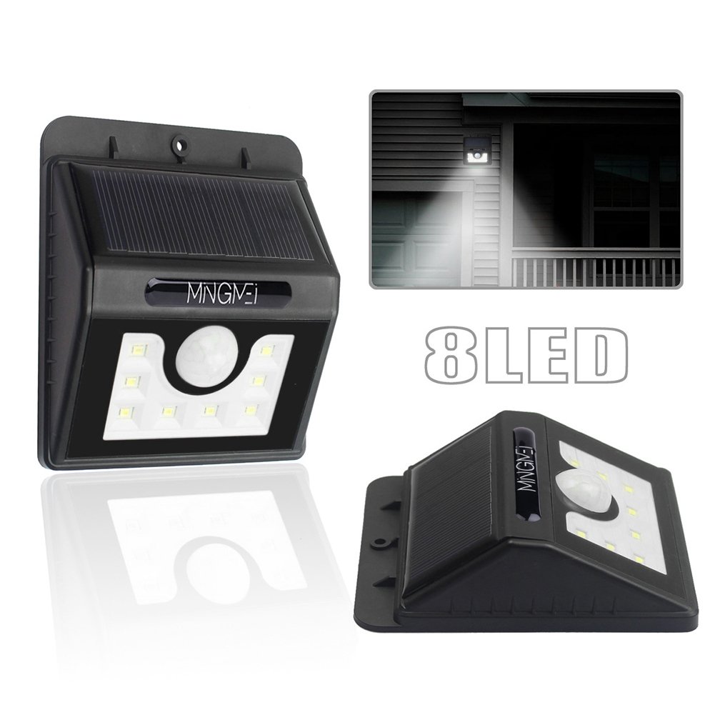 Outdoor Solarleuchte, Tegrace 8 LED Leuchten fuer Garten mit Bewegungssensor Licht Sensor, 3 Intelligenten Modi, Waetterfeste LED Solar Leuchte