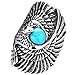 Men's Vintage Gothic Tribal Biker Large Eagle with Turquoise Stainless Steel Ring Band Silver Black Blue Size 11