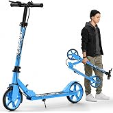Sorlikz Scooters for Kids 8-12, Teens &amp; Adults - Hand Brake &amp; Bell, 8-inch Wheels, Adjustable Height, Foldable KIck Scooter, Upgrade Framework, Max Load 240LBS