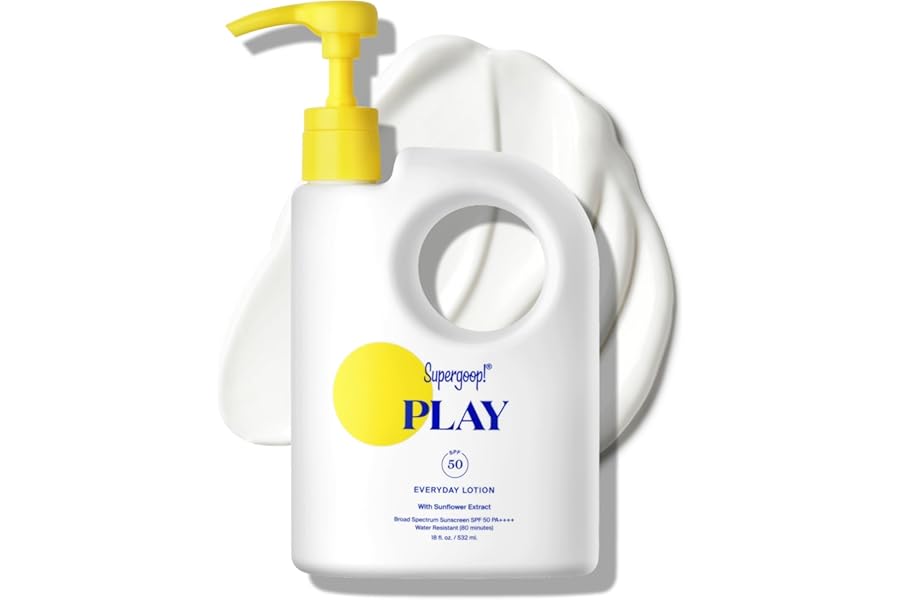 Supergoop! PLAY Everyday Lotion SPF 50 – Broad Spectrum Body & Face Sunscreen – Great for Active Days – Fast Absorbing, Water & Sweat Resistant – 18 fl oz