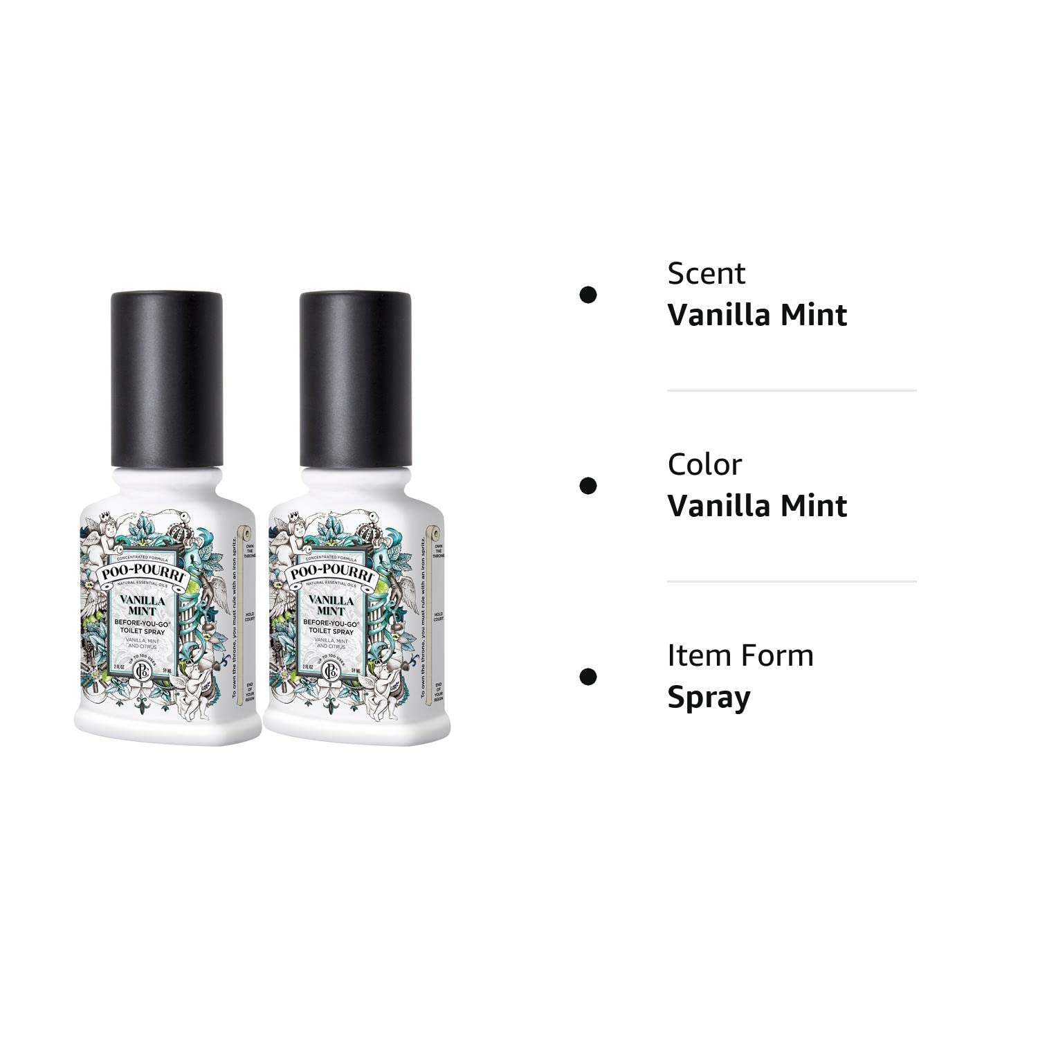 Poo-Pourri Vanilla Mint Scent Odor Eliminator 2 oz. Liquid 2pk