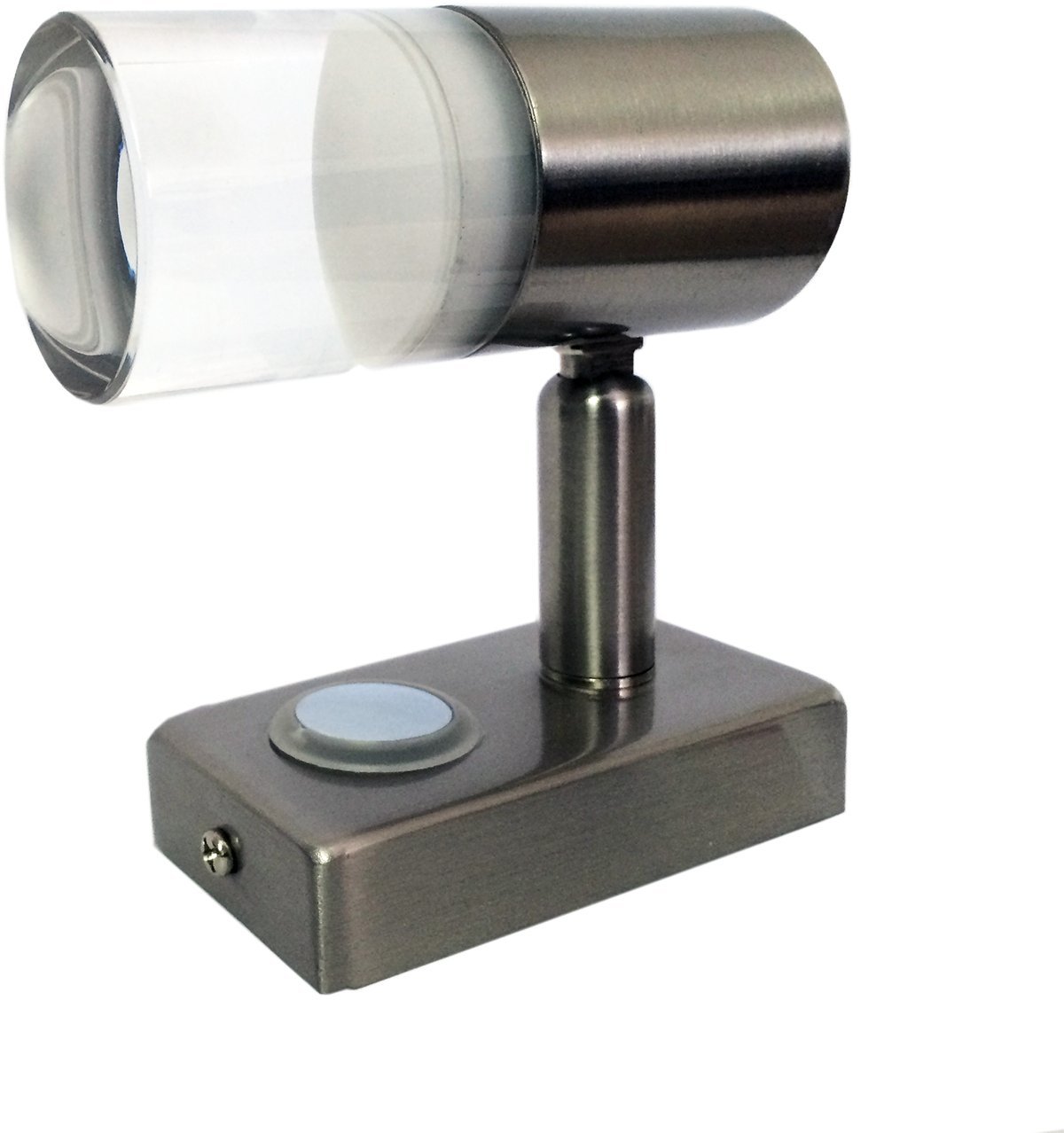 lighteu, 12V 3W A2 Ceiling/Wall Spotlight, Nickel Finish, Reading Light Turn and Swivel with Touch Switch Dimmable Warm White/Blue Light for Yacht, Caravan, RV