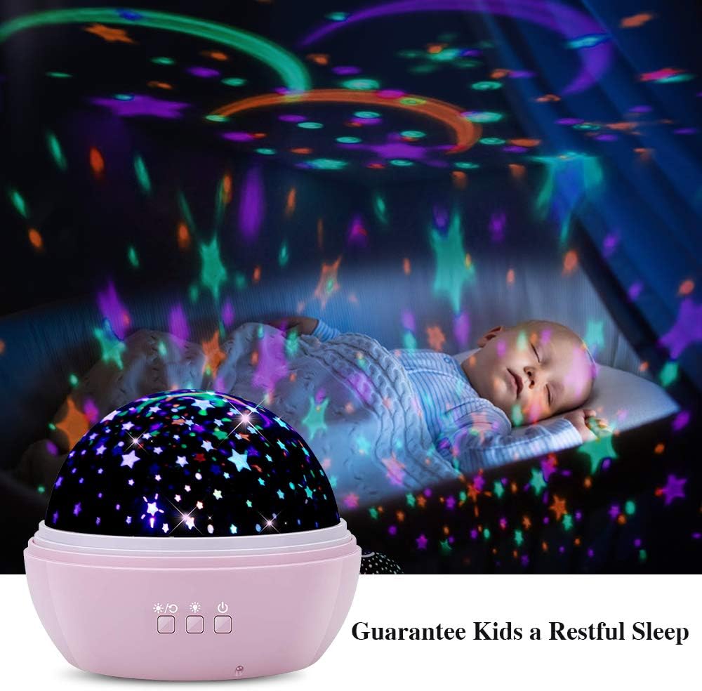 Baby Night Light Projector,TekHome Star Projector for Baby Kids Bedroom,Best Christmas Birthday Gifts for 2-10 Year Old Girls Boys, 360°Rotating, Pink.