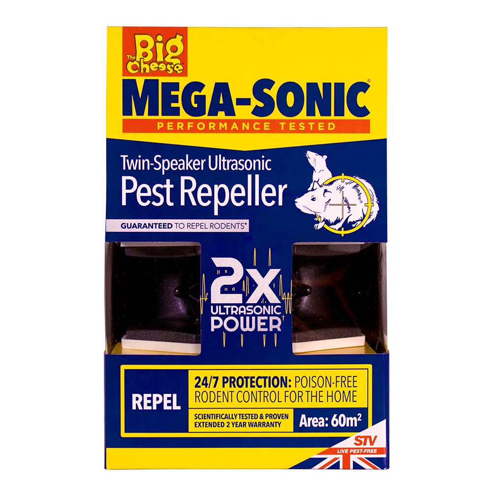 The Big Cheese Ultra Power Mega-Sonic® Twin-Speaker Pest Repeller, Repels Mice and Rats, Whole Room Protection, Double Speakers, Powerful, Electronic — image 1