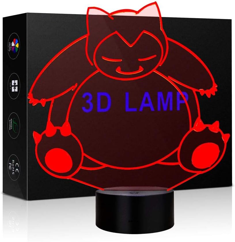 3D Illusion Lamp Unique Night Light Bear Shape 7 Colors Optical LED Lamps in a Nursery Decoration or Bedroom a Great for Kiddie Kids Children Family (Snorlax)