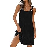 Disamer Womens Sundresses 2026 Vacation Beach Dresses Swimsuit Cover Ups Sleeveless Button Down Spring Sun Summer Dress