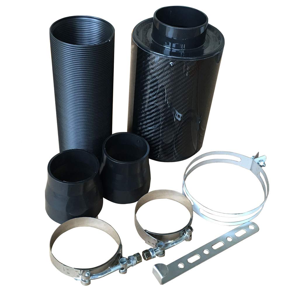 Photo 1 of Universal Induction Pipe Hose Kit Intake Air Filter, Universal Car 3" Carbon Fibre Cold Air Filter Feed Enclosed Intake Induction Pipe Hose Kit