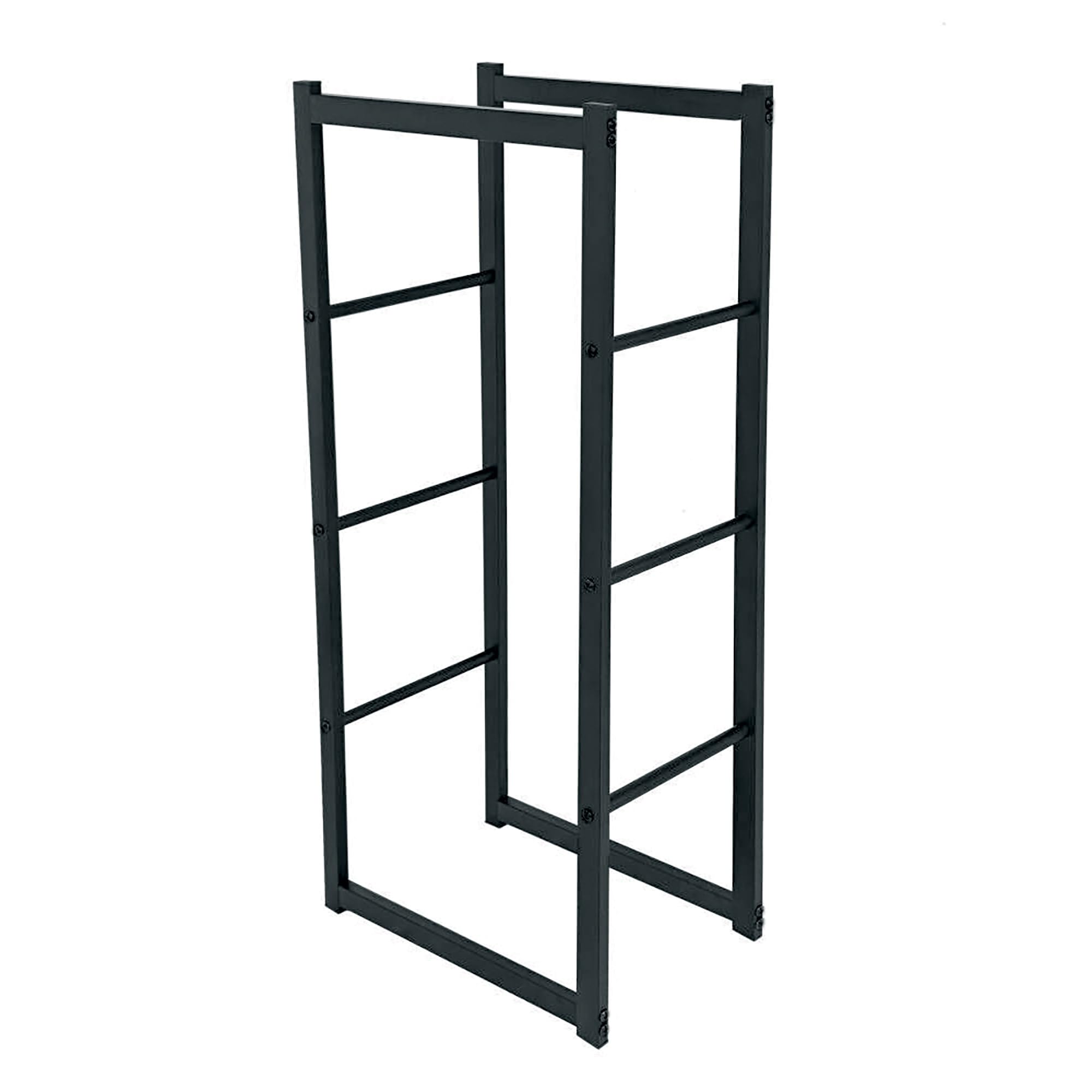 WERKA PRO Epoxy Metal Wooden Shelf Interior 100 x 45 x 30 cm - Sturdy and Durable - Store Your Firewood and Compressed Logs - Storage Design - Large Capacity - Black