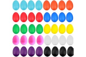 FOVERN1 40PCS Plastic Egg Shakers, Easter Eggs Colorful Maracas Eggs Musical Eggs Plastic Eggs for Kids Toddler Gifts DIY Painting Musical Toys (10 Colors)