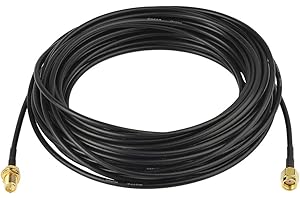 Bingfu RP-SMA Male to RP-SMA Female Bulkhead Mount RG174 WiFi Antenna Extension Coaxial Cable 30 feet for WiFi Router Signal 