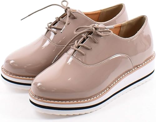 Amazon Shoes In Closet シューズインクロゼット プラットフォームソールオックスフォード レースアップ レディース 厚底 軽量 おじ靴 マニッシュ エナメル M ピンクベージュ エナメル ローファー スリッポン Amazon Shoes In Closet シューズインクロゼット プラットフォームソールオックスフォード レースアップ レディース 厚底 軽量 おじ靴 マニッシュ エナメル M ピンクベージュ エナメル ローファー スリッポン
