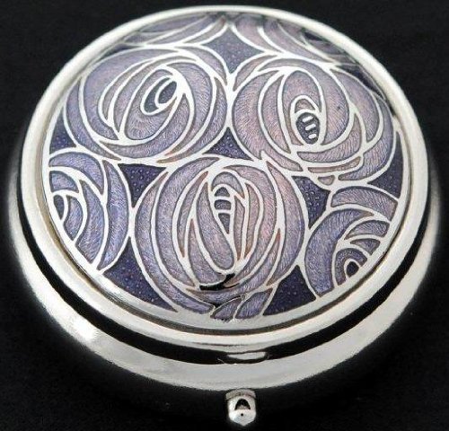 Sea Gems presented by Celtic Glass Designs Pill Box in Mackintosh Rose Design. (Lavender)