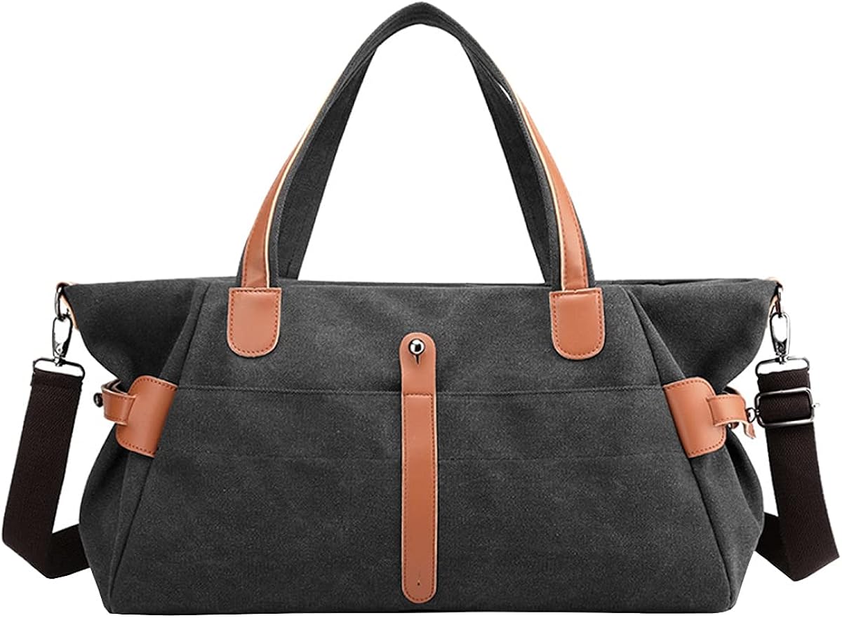 EGIRL Women Canvas Bag Black Large Capacity Tote Bag Ladies Shoulder