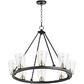 Quorum 63-8-6980 Contemporary Modern Eight Light Chandelier from Paxton Collection in Black Finish,