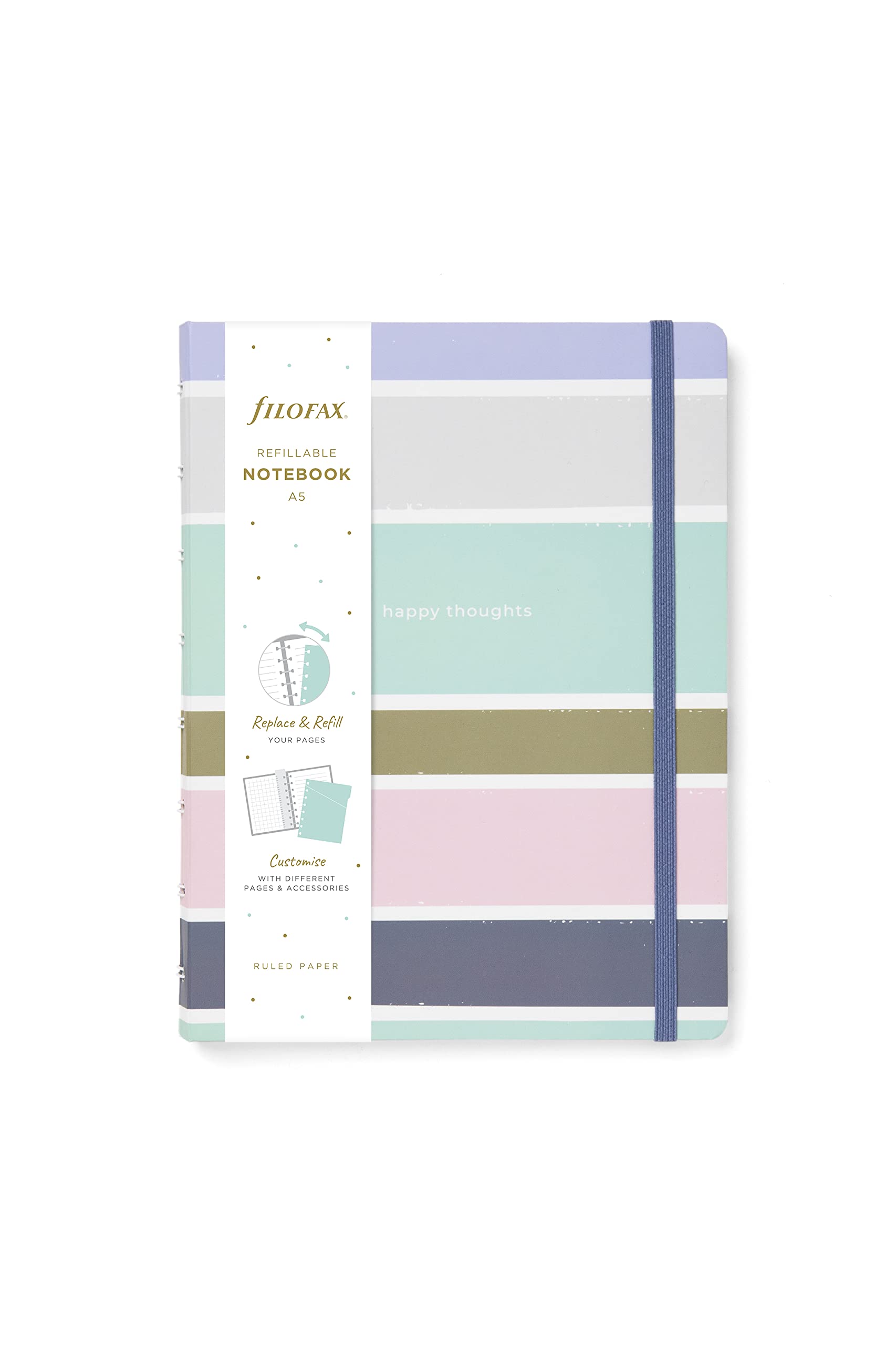 Filofax Good Vibes A5 Refillable Notebook - Stripes