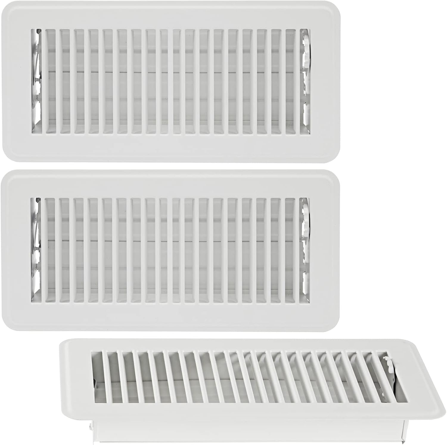 Registers, Grilles & Vents - 3 Pack Air Vent Register, Floor Vent Covers 4x10 with Damper for HVAC Systems with 9.5 x 3.5 in Opening (White)