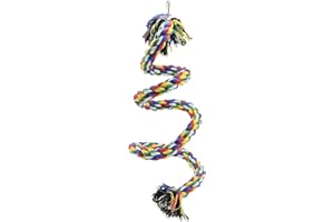 WishLotus Bird Perches, Parrot Colorful Climbing Rope Swing Toys Parrot Stand with Bell and Hanging Clip for Parrots, Budgies, Macaws, Parakeets, and Other Small Birds. (100cm)