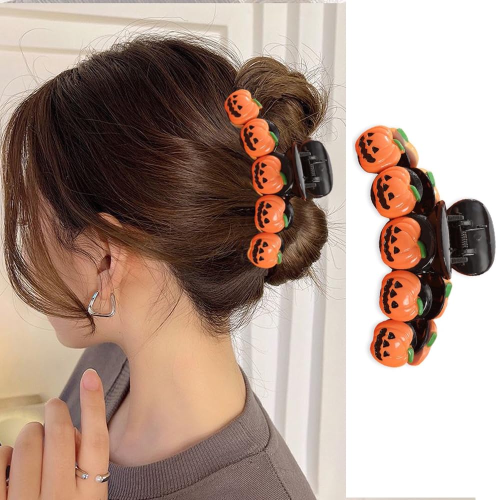 Photo 1 of 1Pcs Halloween Hair Clips 5D Stereoscopic Pumpkin Design Hair Claw Clips for Thick or Long Hair Large Size Halloween Hair Accessories for Women Strong Hold Clamp Jaw Clips for Cosplay Hair Supplies