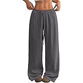 Acelitt Women’s Wide Leg Palazzo Pants Casual Loose Lounge Pants Beach Trousers with Pockets(Too Large, Please Size Down)