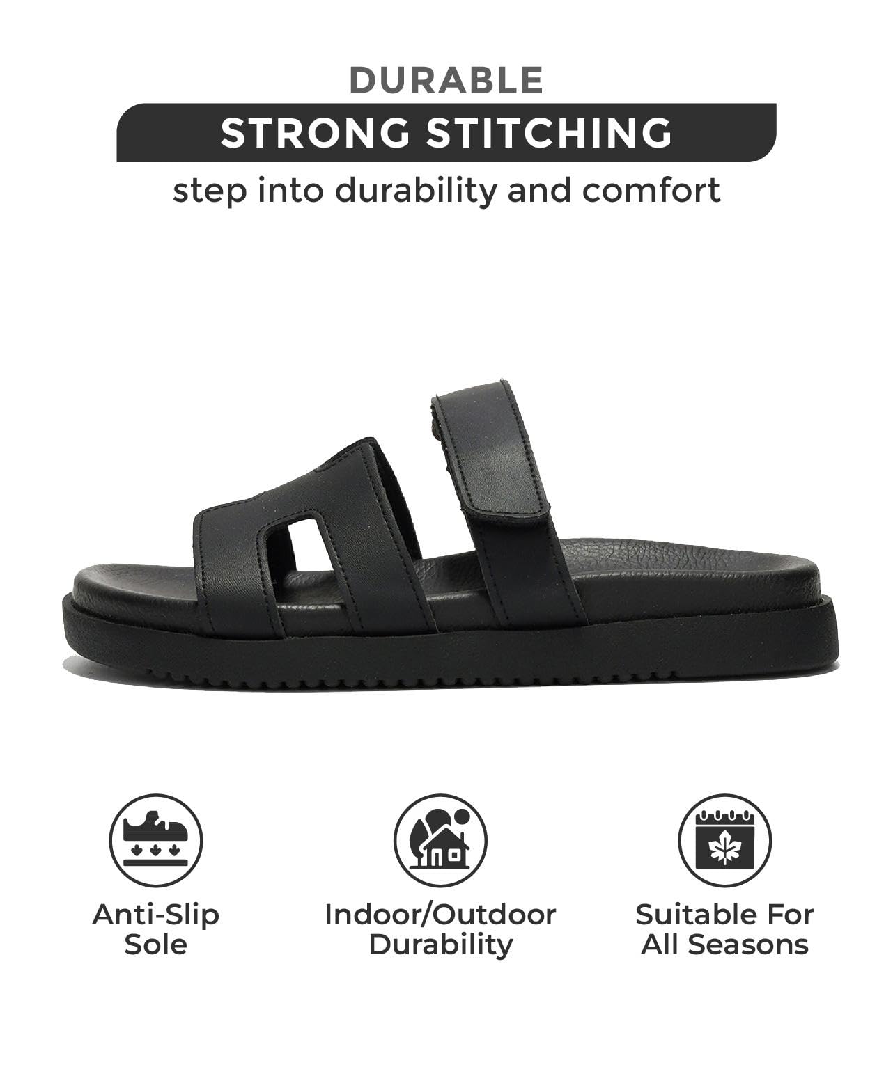 Project Cloud Genuine Leather Womens Sandals - Stylish & Comfy Sandals for Women Footwear with Memory Foam Insole - Slip-resistant Slides for Women (Mayven)