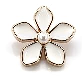 Craftisum 20 pcs White Enamel Plumeria Metal Sewing Shank Buttons for Coats -23mm -7/8"