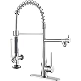 GIMILI Kitchen Faucet with Pull Down Sprayer Single Handle High Pressure Brushed Nickel Kitchen Sink Faucet Commercial Double-Headed Stainless Steel Kitchen Faucets Sink with Deck Plate