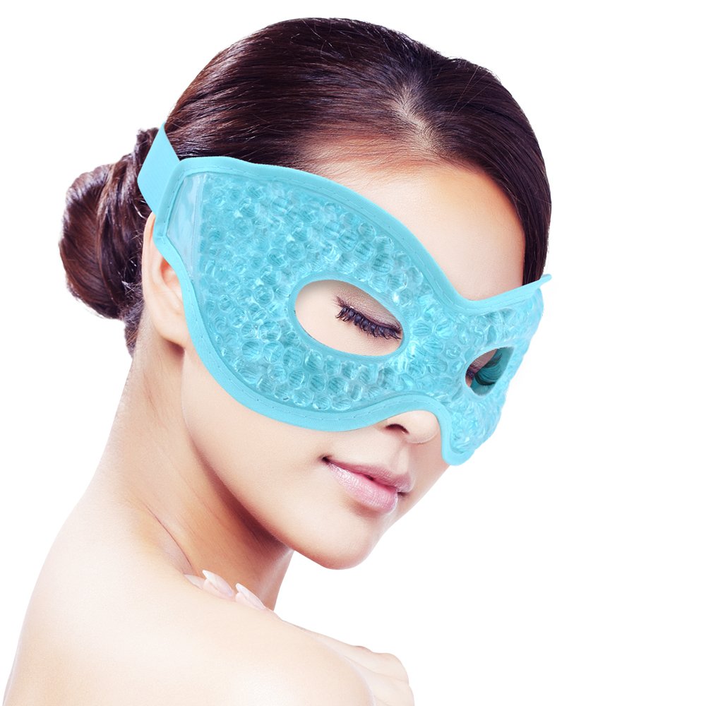 YunQiXin Gel Eye Mask for Sleeping, Reusable Hot/Cold Therapy, Eye Pain, Swelling, Migraines, Headaches, Stress Relief [Blue]