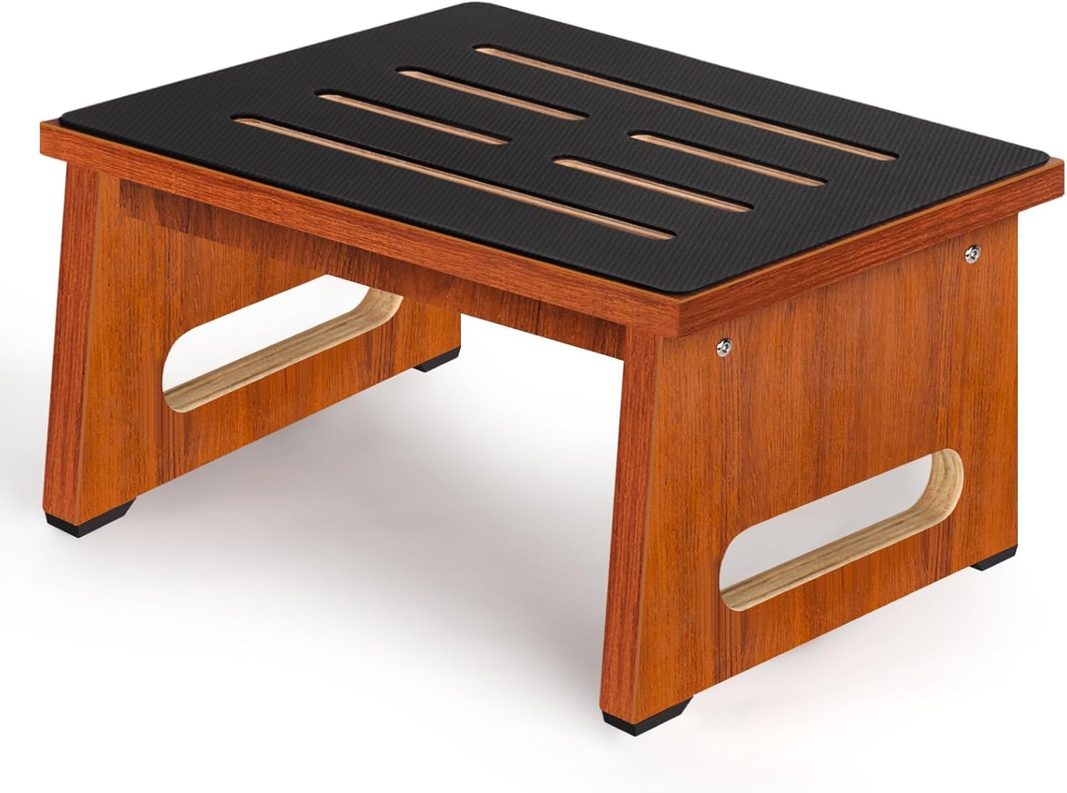 A Wooden Step Stool for Adults and Seniors with Non-slip Rubber Pad, for Indoor and Outdoor, 450 Ib, Portable Wooden Stand up for Bathroom, Kitchen, Bedside Table and More(Walnut, 22CM)