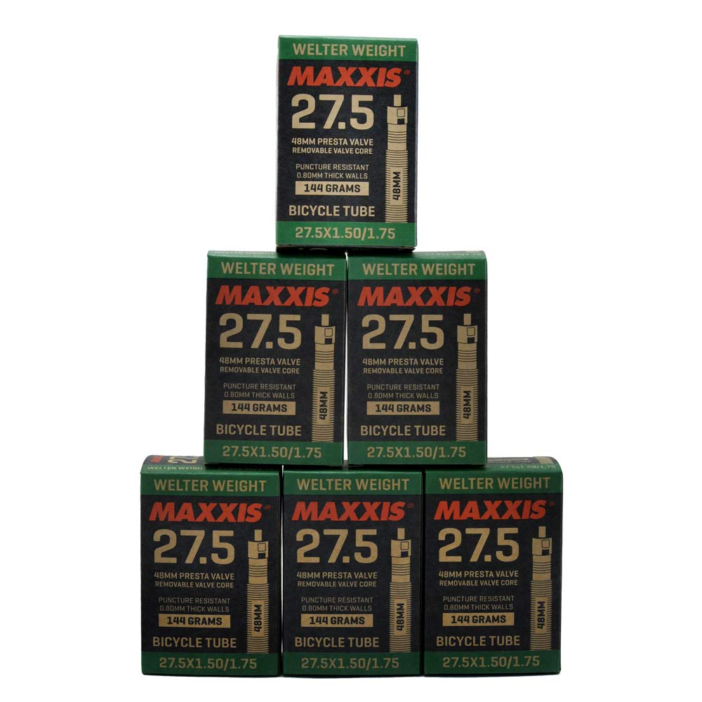 Maxxis Welter Weight 27.5 x 1.50-1.75 48mm Presta FV Bike Inner Tube, 6 Pack, STB2179-6