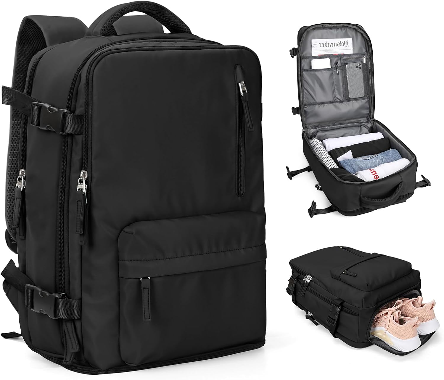 Cabin Bags for Travel, Underseat Carry-ons Bag for Women, Hand Luggage Bag Men Travel Backpack Cabin Size Fit 14 inch Laptop backpack Lightweight Version Black