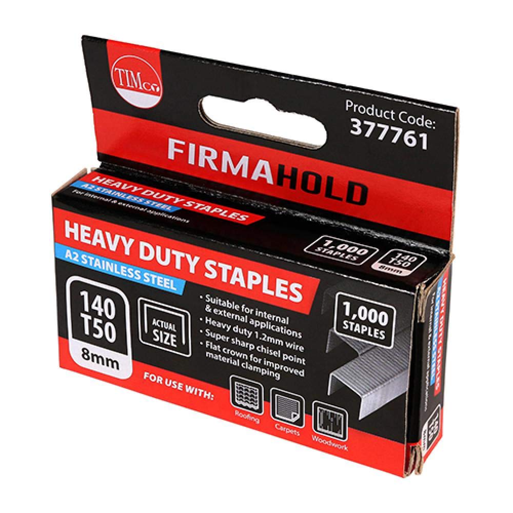 TIMCO Heavy Duty Chisel Point A2 Stainless Steel Staples-8mm Staples