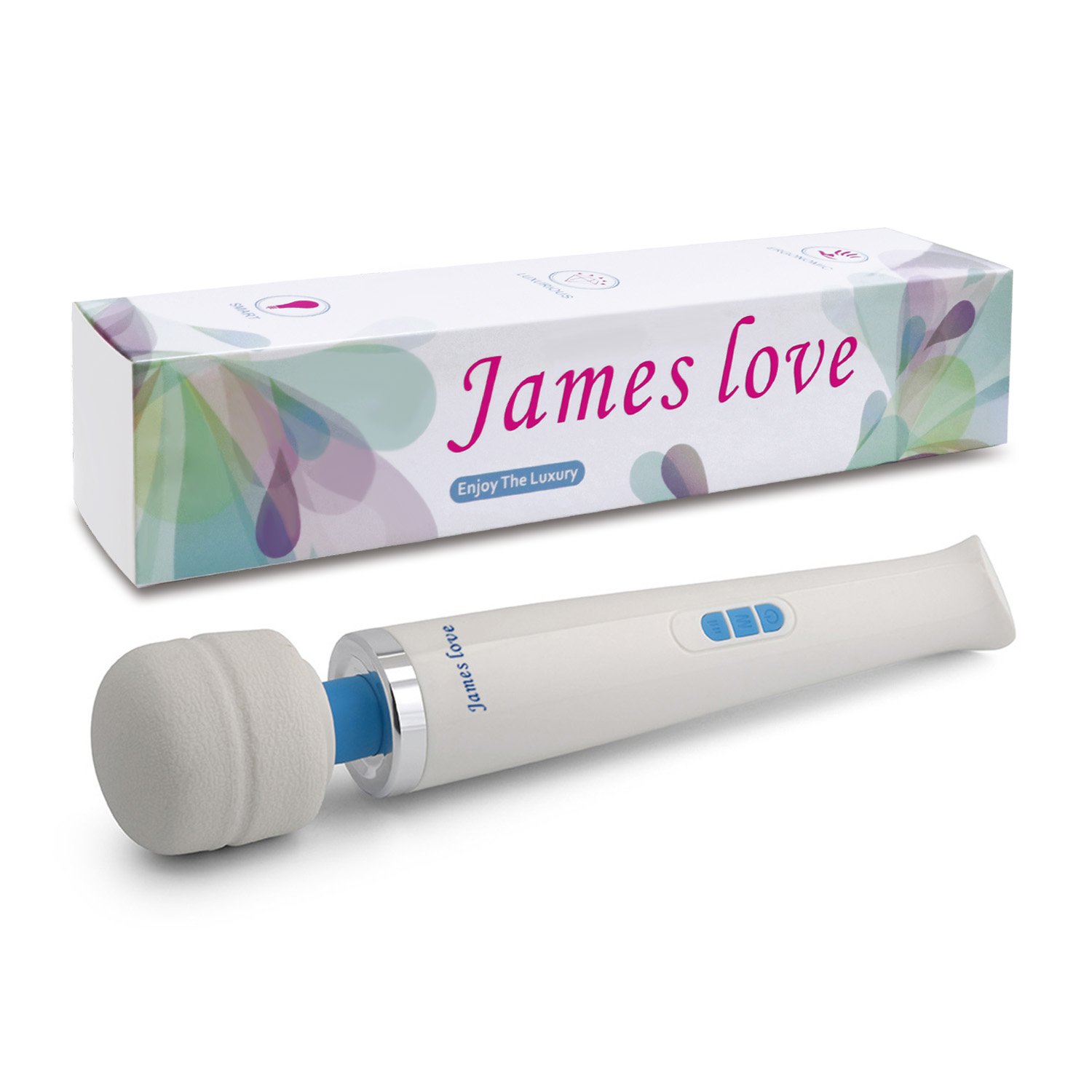 Wand Massager Handheld Wireless and USB Rechargeable with 20 Powerful Vibration Patterns 8 Speeds, James Love Therapy Personal Body Massager for Muscle Aches and Sports Recovery