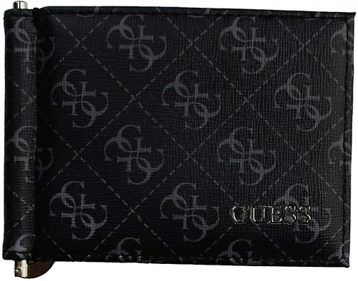 Amazon ゲス Guess 二つ折り財布 ウォレット マネークリップ モノグラム メンズ レディース Black 財布