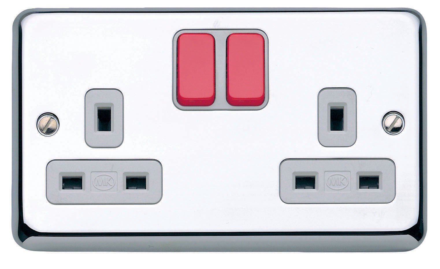 MK Chroma Plus K2448D6PCR 13A 2-Gang Double Pole Switch Socket Neon