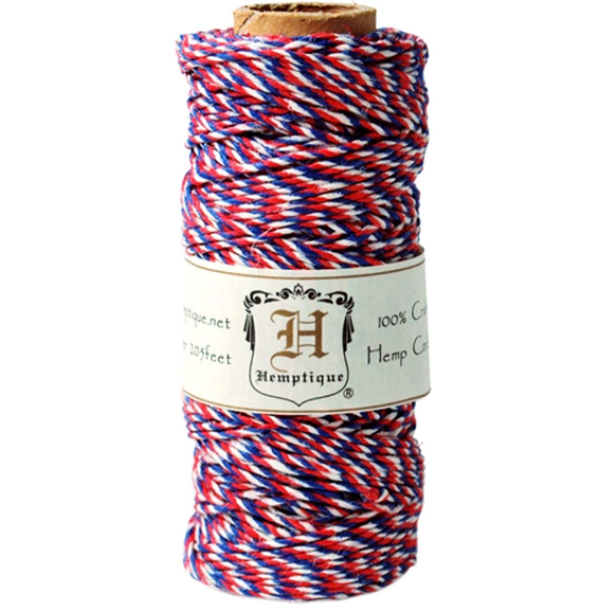 Hemptique Hemp Variegated Cord Spool 20lb 205'-Americana, Other, Multicoloured, 6.06 x 6.06 x 12.03 cm
